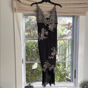 Black Silver Embellished Gown